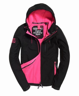 Superdry Hooded SD- Windtrekker Női Kabát Fekete/Rózsaszín | PJZBI7526